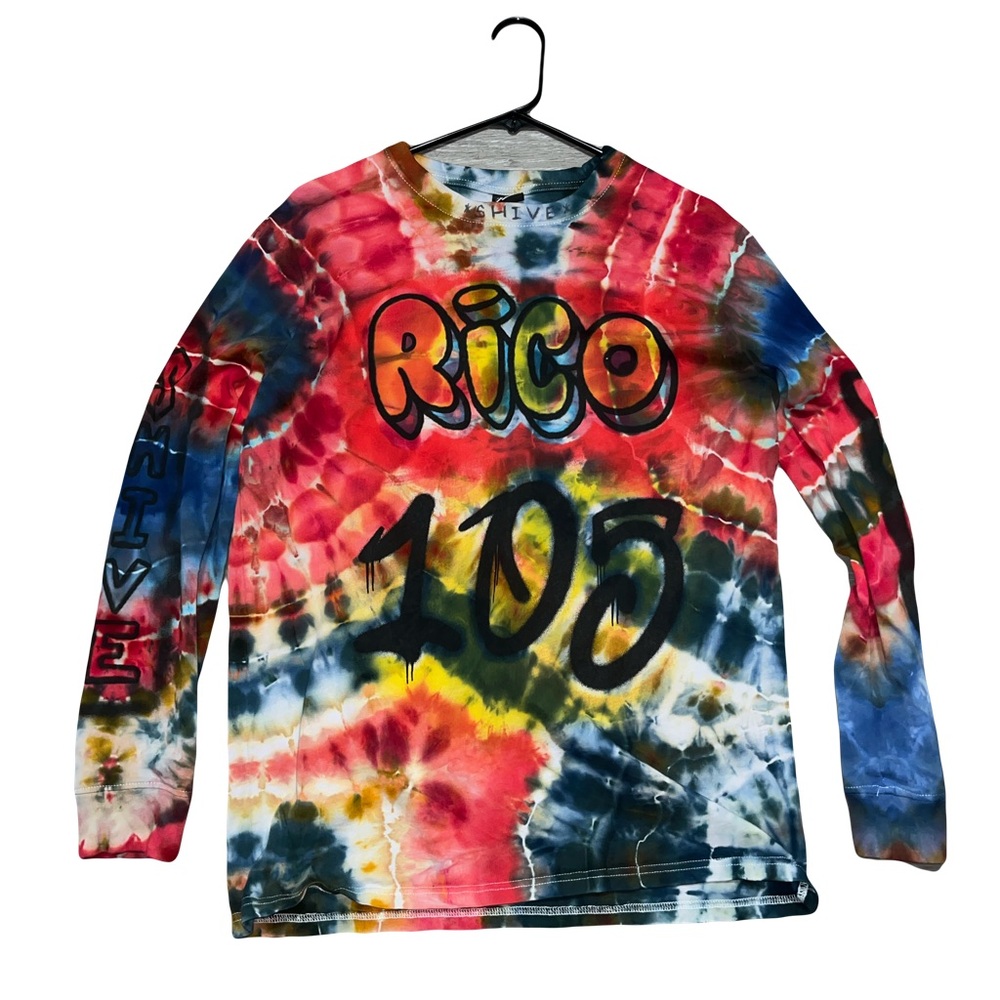 Mens Tie-Dye Long Sleeve Rico Paid In Full Shirt